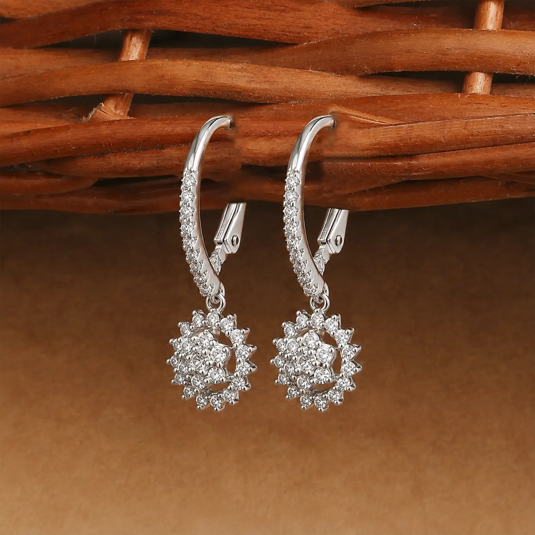 Sparkling Halo Hoop Earrings - Made With Pure 925 Silver