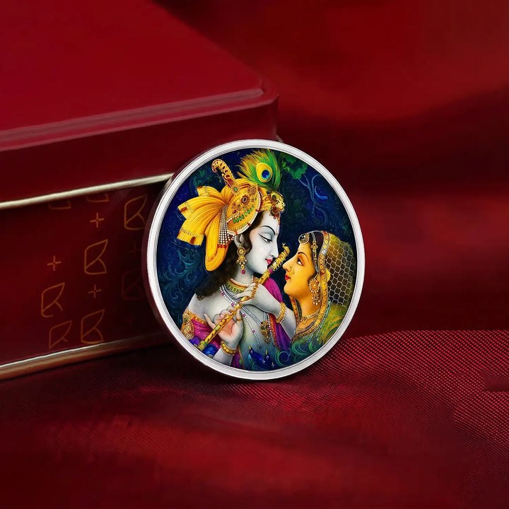 Divine Love Radha-Krishna Fine Silver Coin- Made With Pure 925 Silver