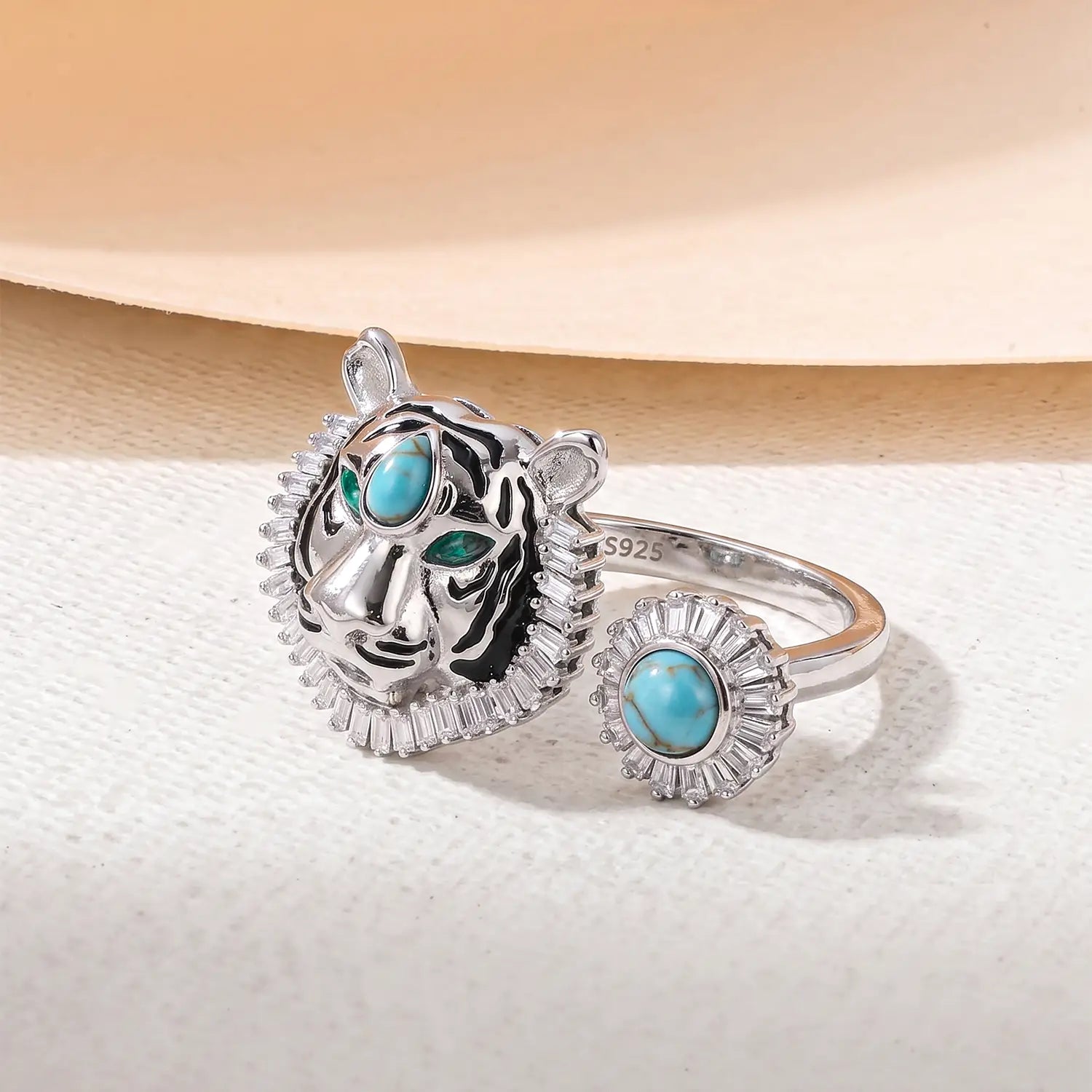 Royal Tiger Turquoise Sterling Silver Ring - Made With Pure 925 Silver