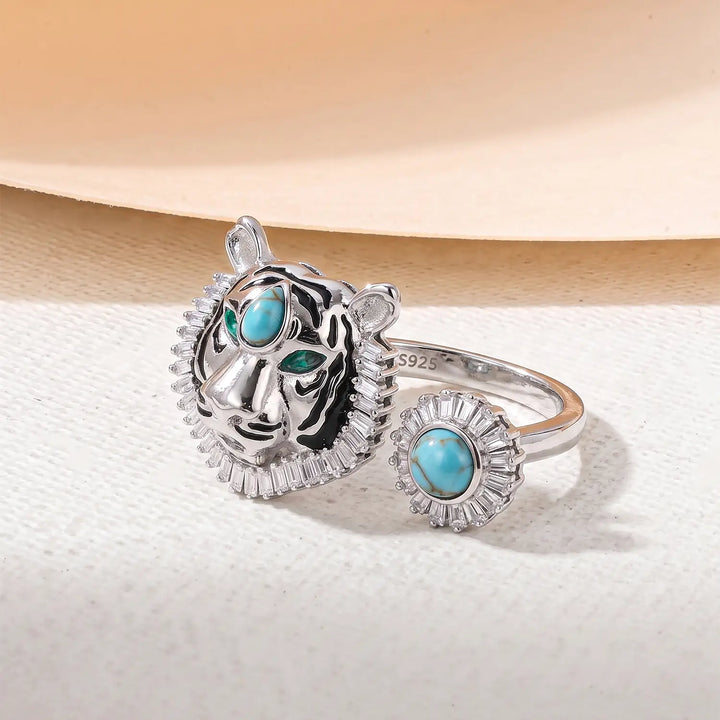 Royal Tiger Turquoise Sterling Silver Ring - Made With Pure 925 Silver