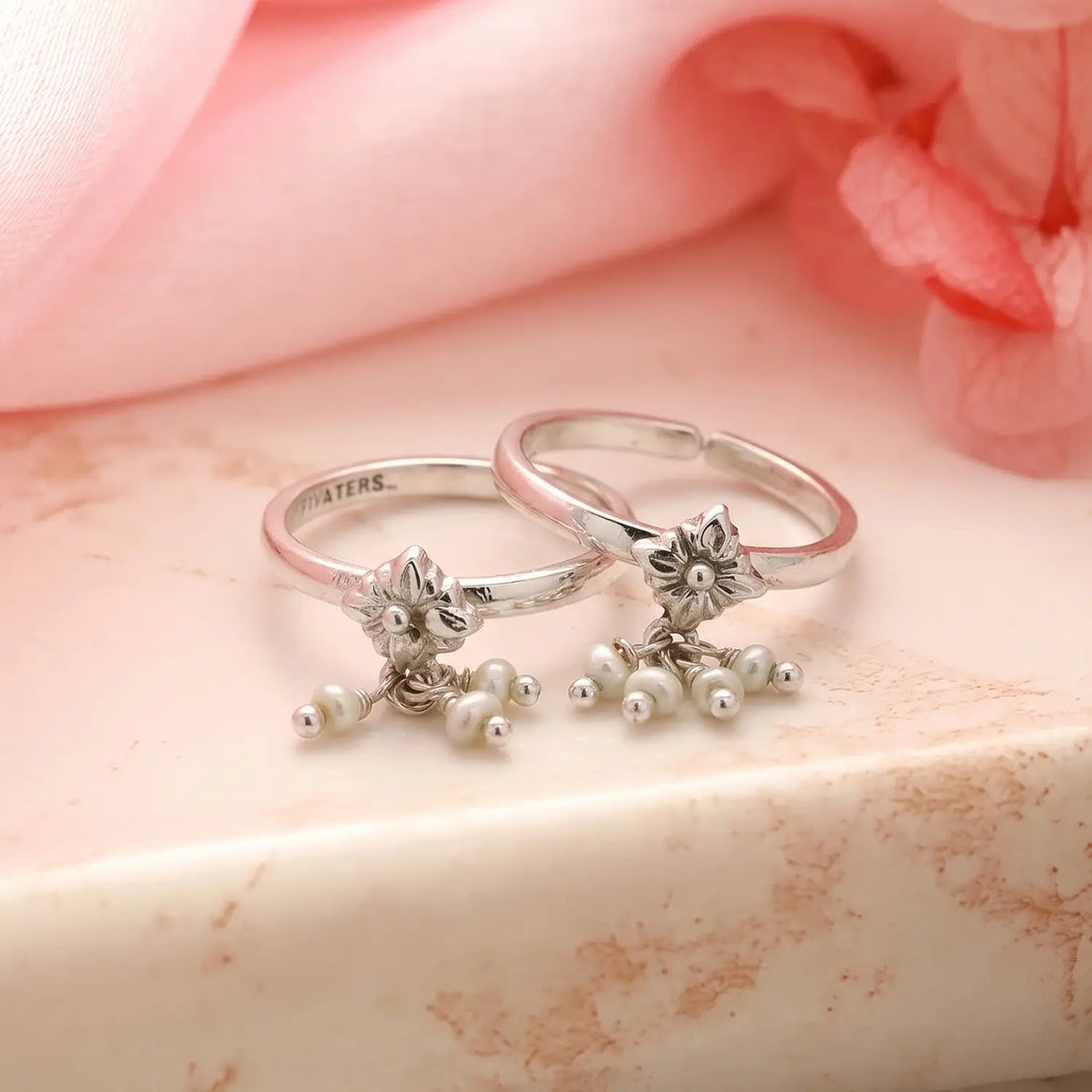 Floral Charm Silver Toe Rings- Made With Pure 925 Silver