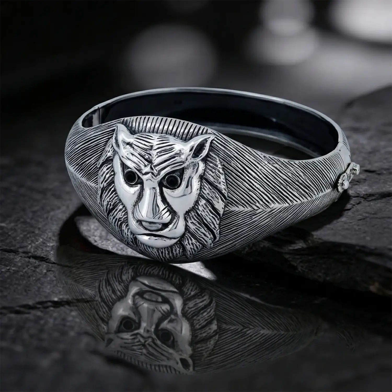 Regal Face Head Silver Kada- Made With Pure 925 Silver