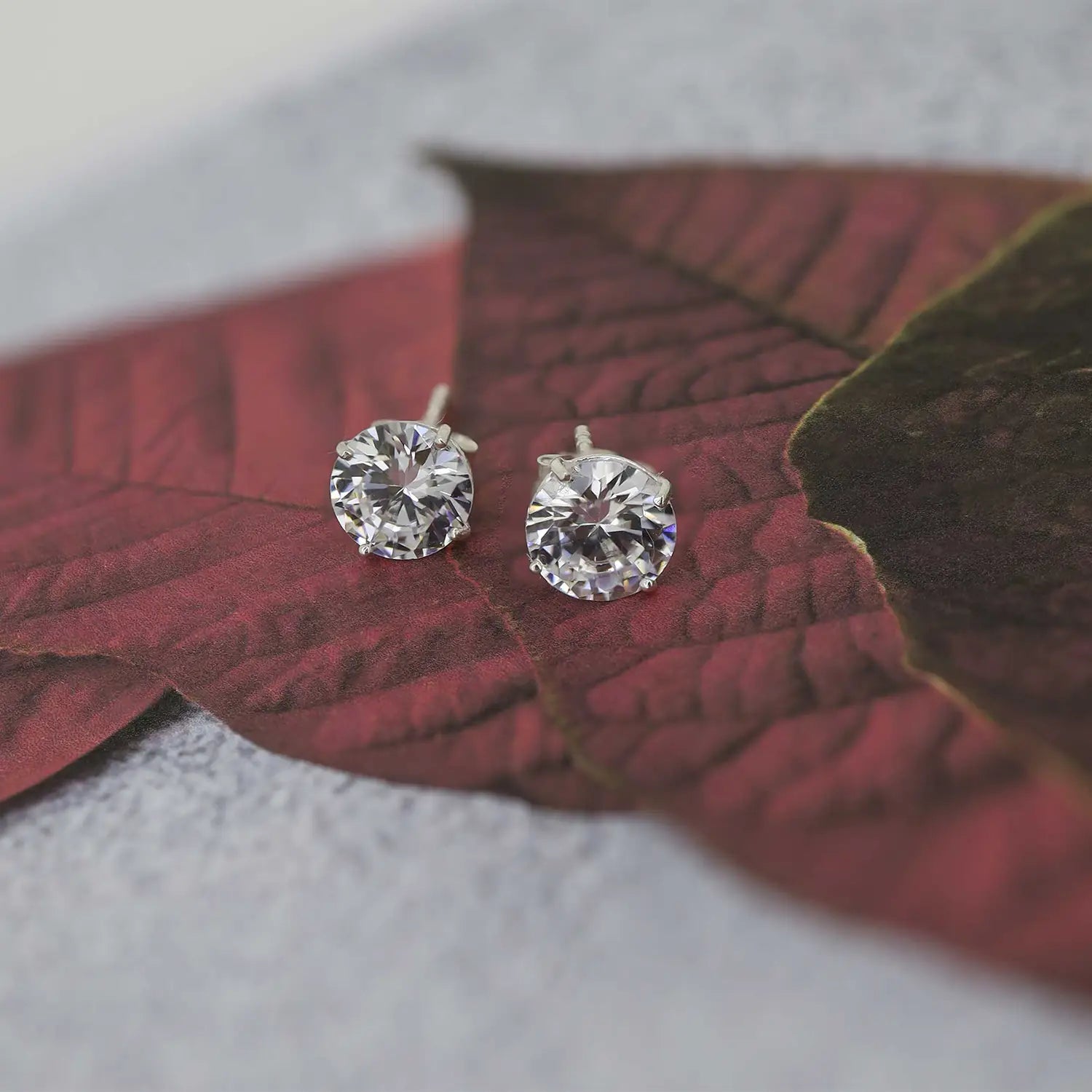 Classic Pure Silver Solitaire Stud Earrings- Made With Pure 925 Silver