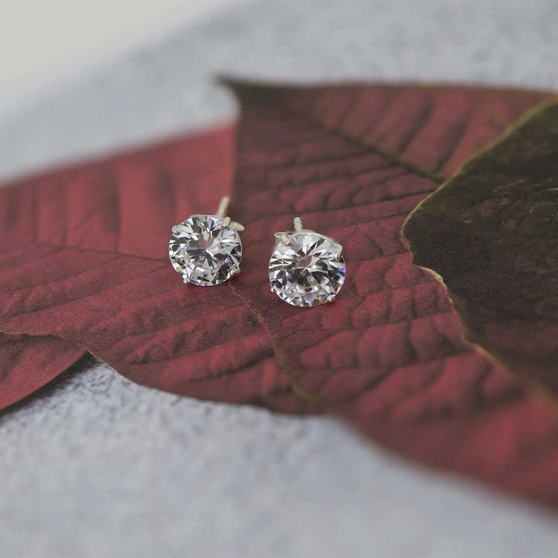 Classic Pure Silver Solitaire Stud Earrings- Made With Pure 925 Silver