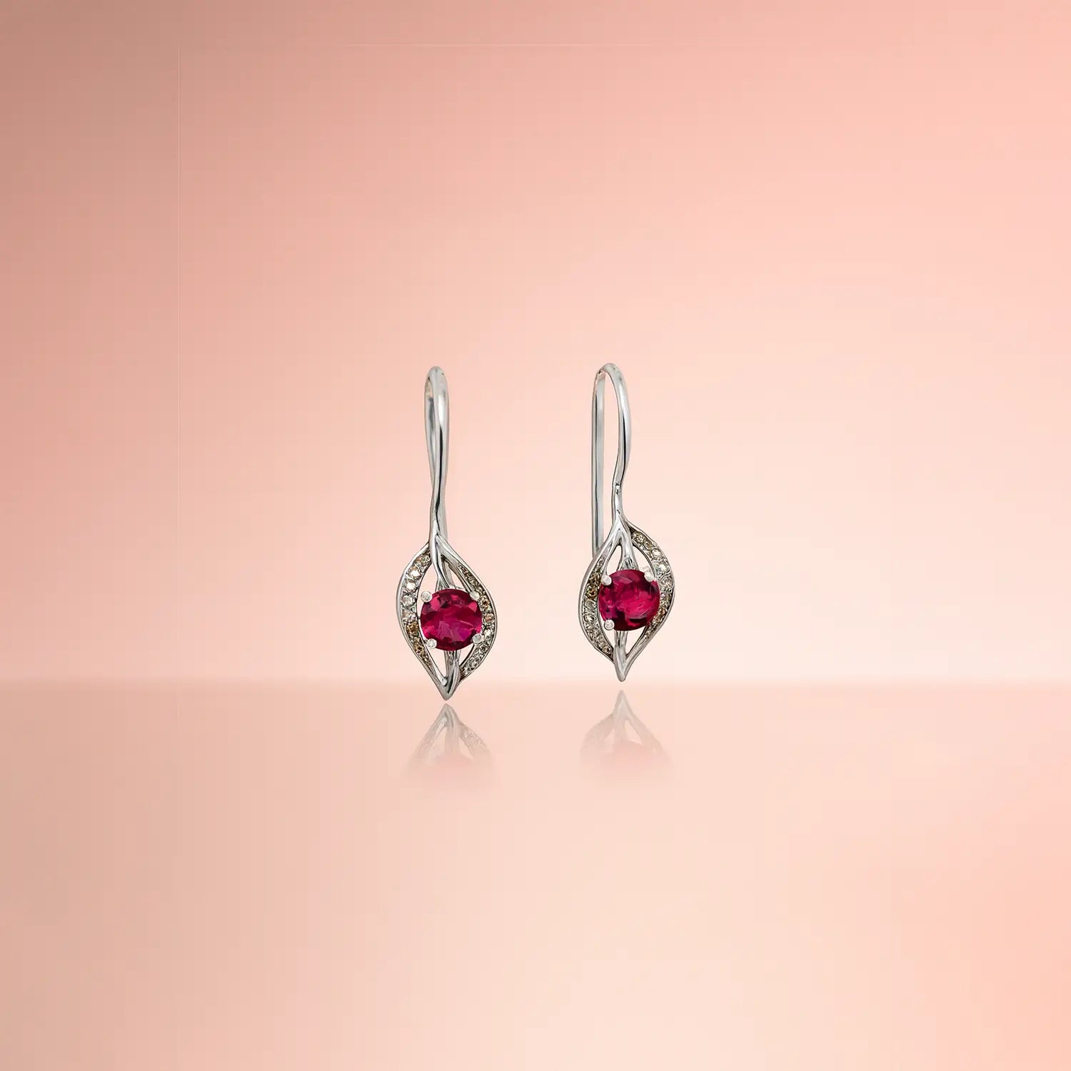 Red Stone Earrings In Silver- Made With Pure 925 Silver
