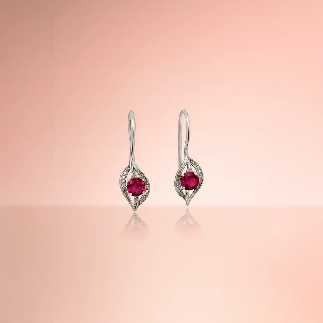 Red Stone Earrings In Silver- Made With Pure 925 Silver
