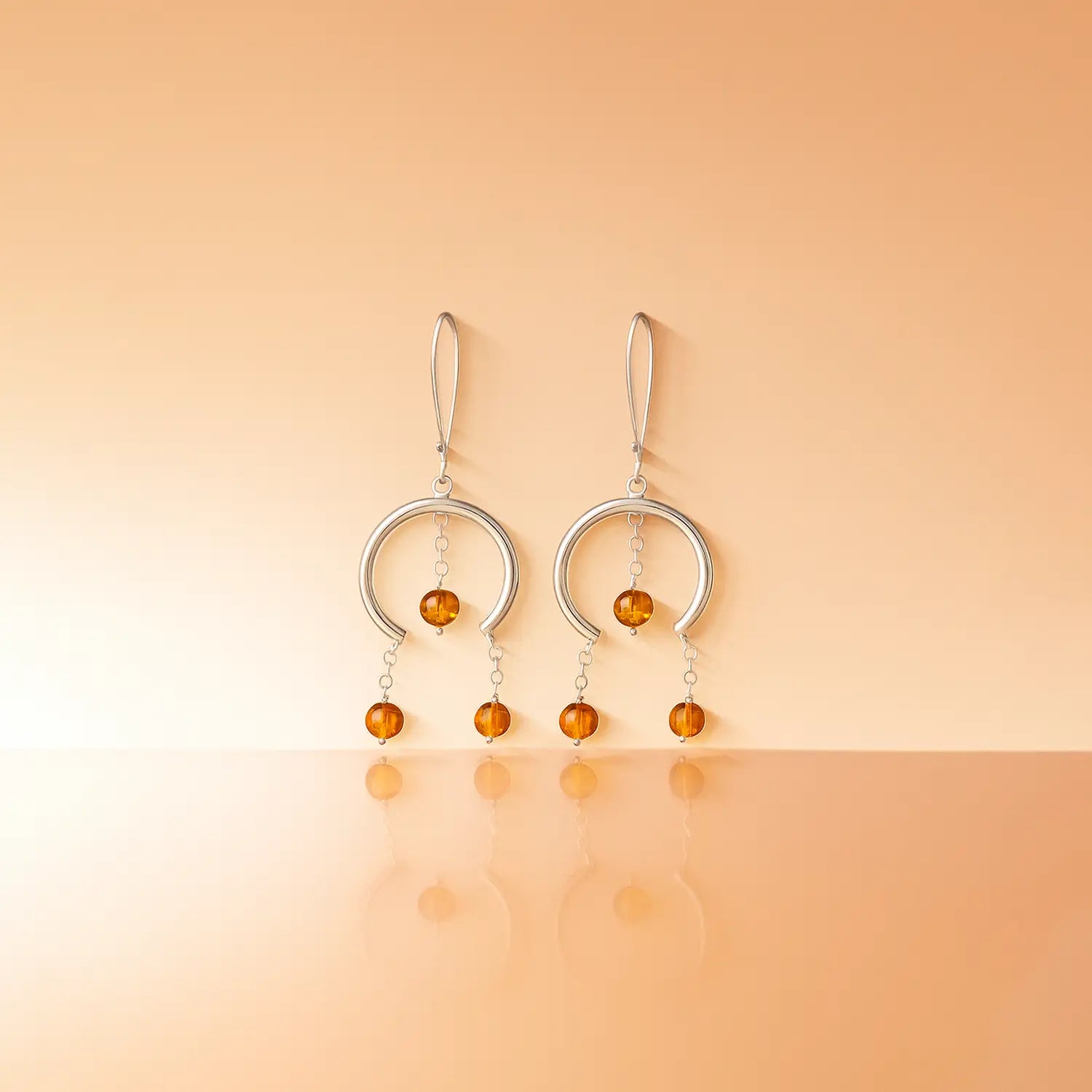 Amber Charm  Silver Dangle Earrings- Made With Pure 925 Silver