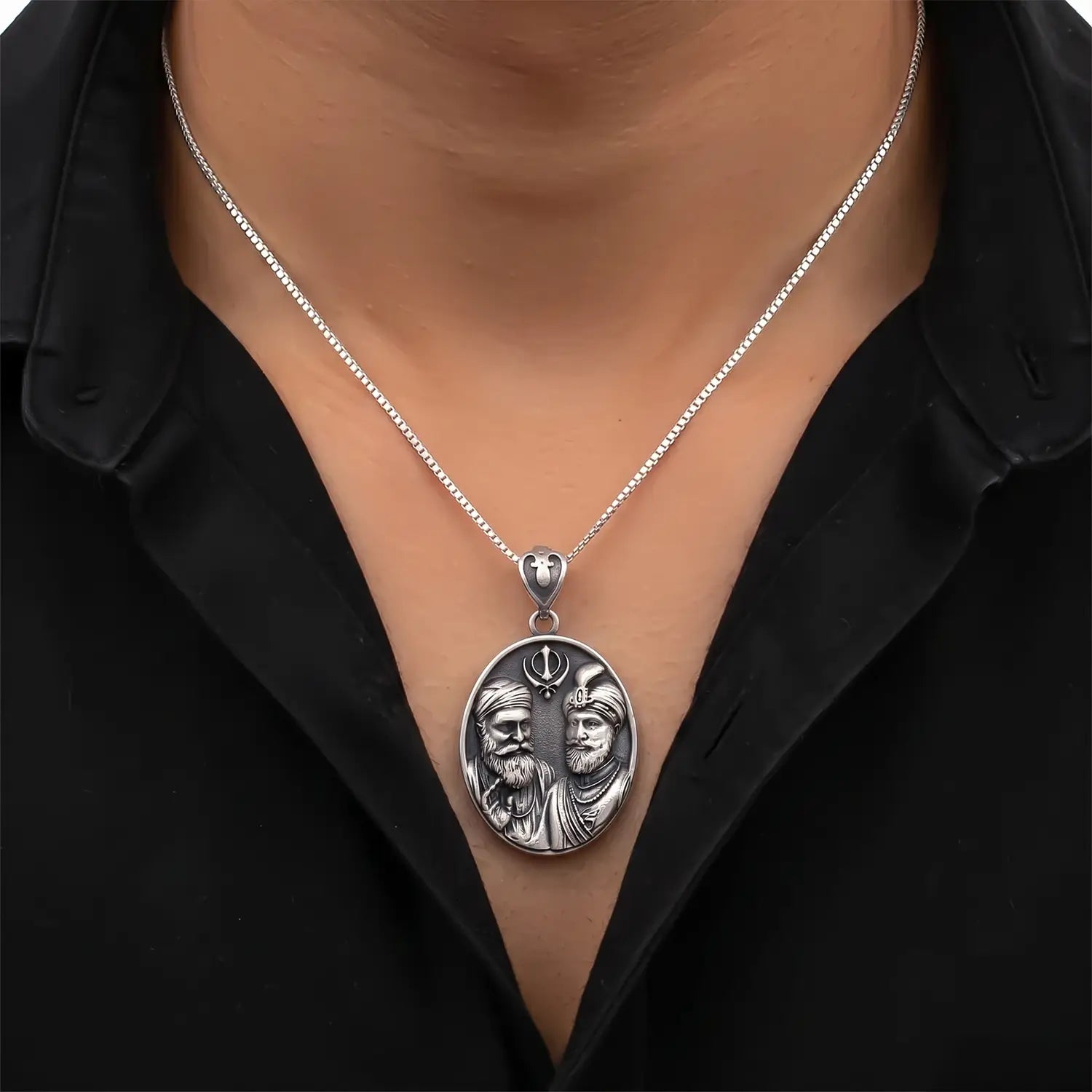 Divine Guru-Shishya Heritage Pendant - Made With Pure 925 Silver