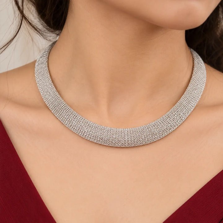 Royal Mesh Weave Silver Chain for Women - Made With Pure 925 Silver