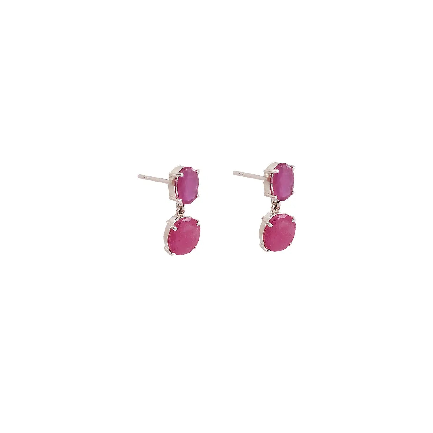 Silver Ruby Stone Drop Earrings- Made With Pure 925 Silver