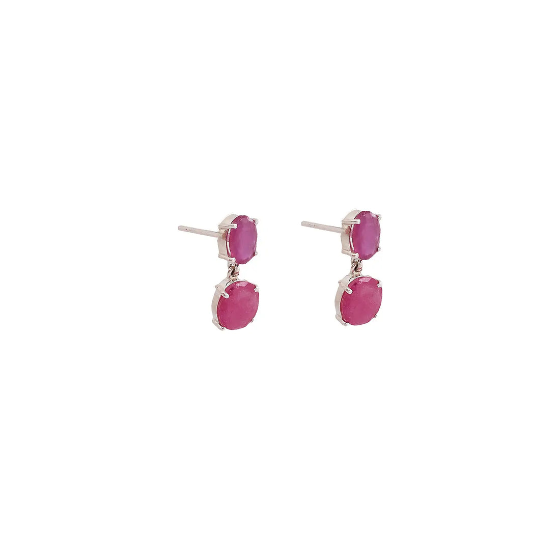 Silver Ruby Stone Drop Earrings- Made With Pure 925 Silver