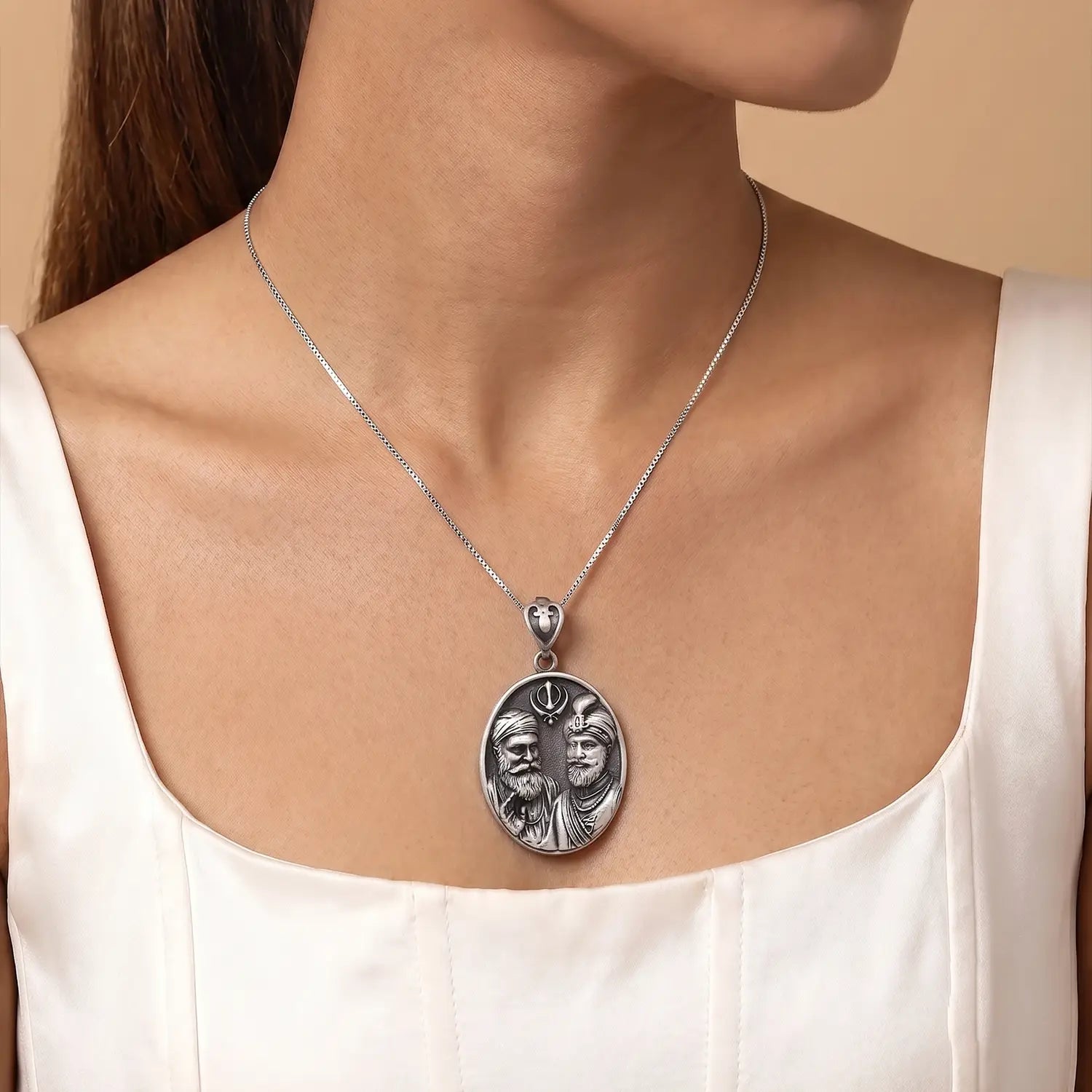 Divine Guru-Shishya Heritage Pendant - Made With Pure 925 Silver