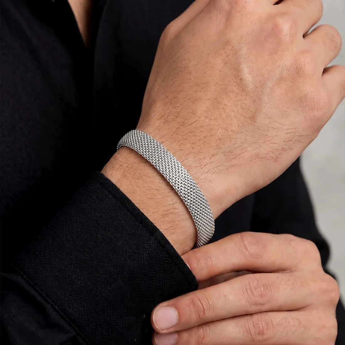 Men’s Mesh Bracelet – Premium Woven Design - Made With Pure 925 Silver