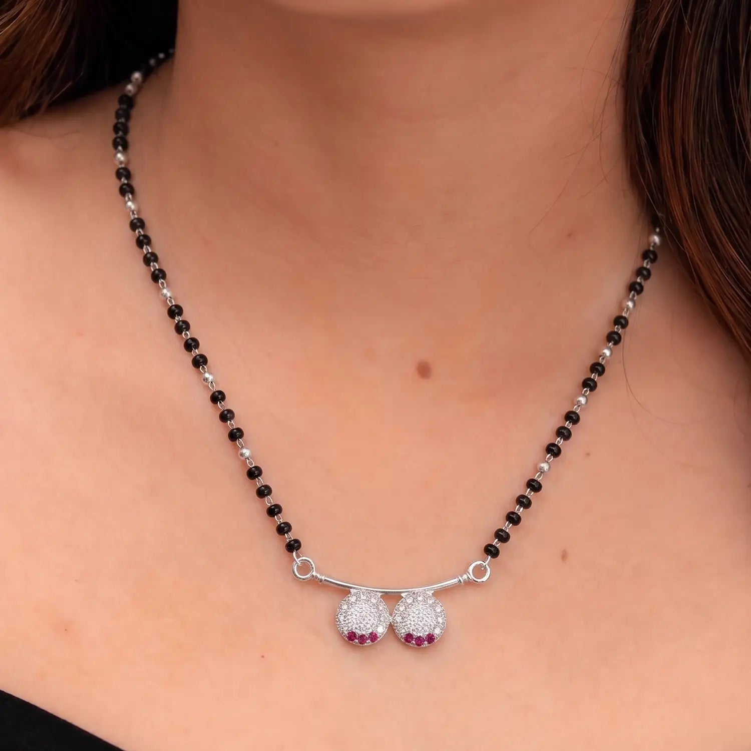 Beauty Combo – Pure 925 Sterling Silver Mangalsutra & Nose Pin