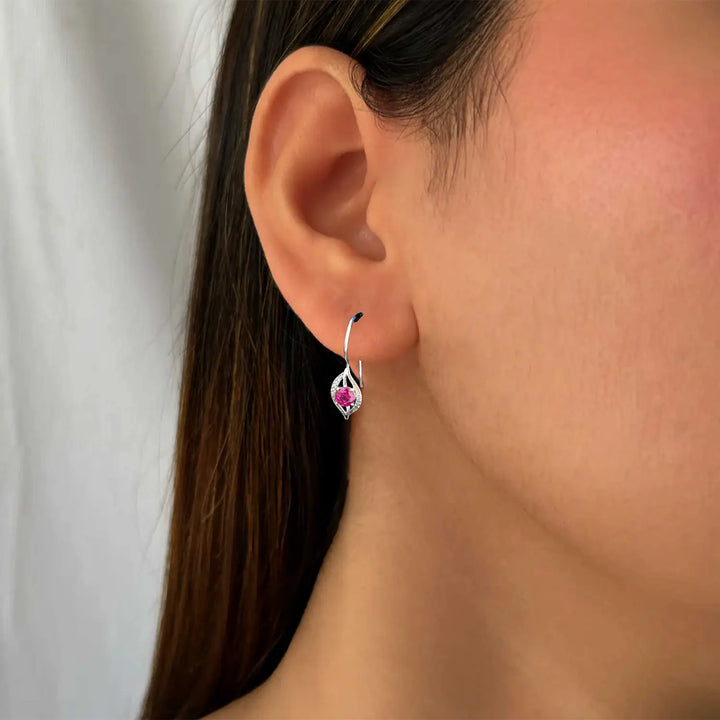 Red Stone Earrings In Silver- Made With Pure 925 Silver