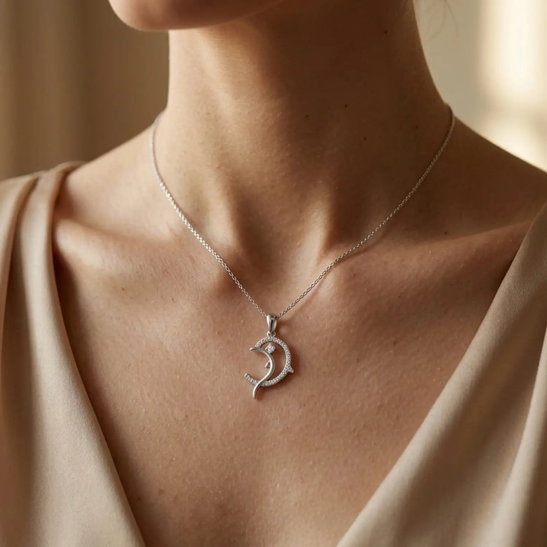 Elegant Dolphin Curve Pure Silver Pendant- Made With 925 Pure Silver