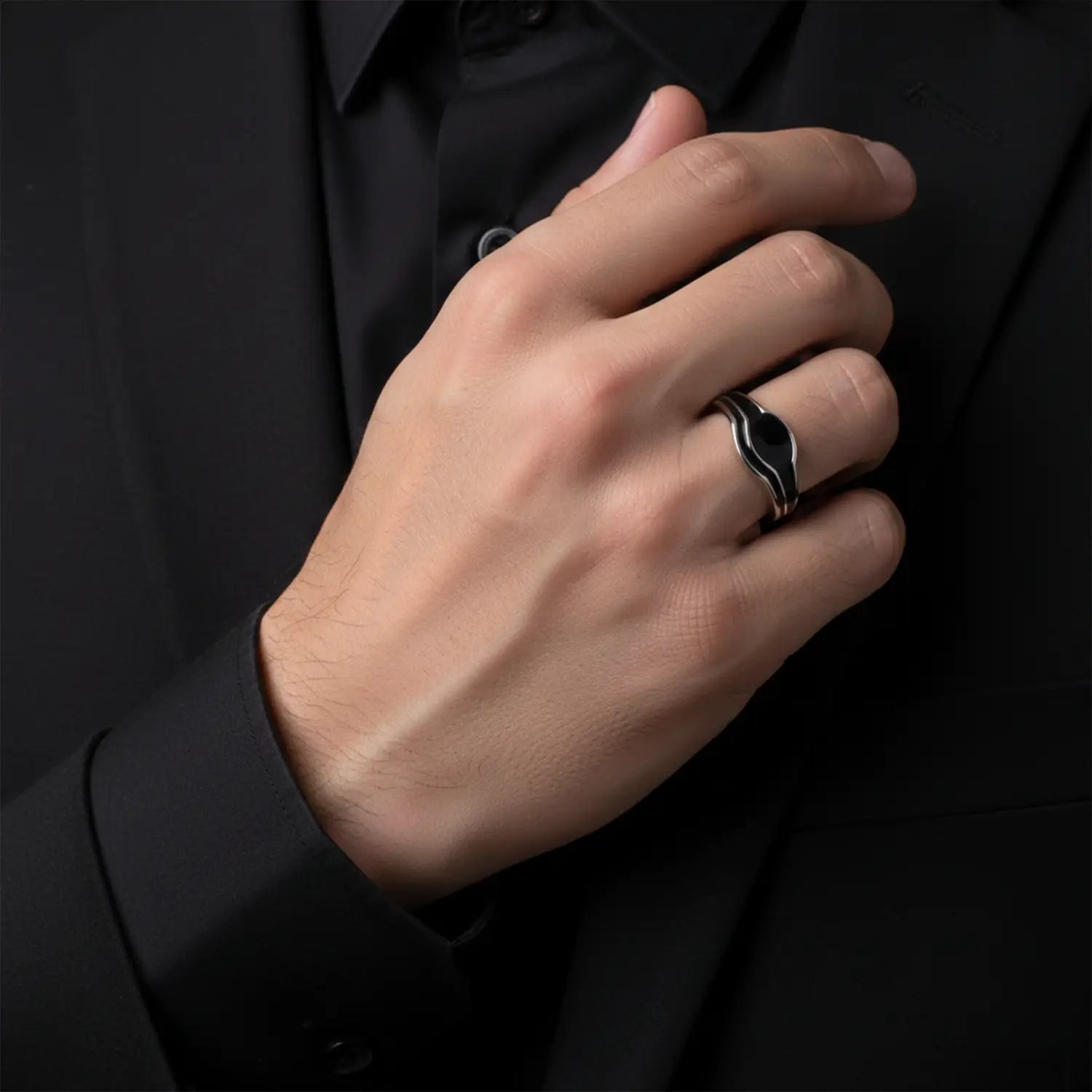 Midnight Wave Silver Band Ring - Made With Pure 925 Silver