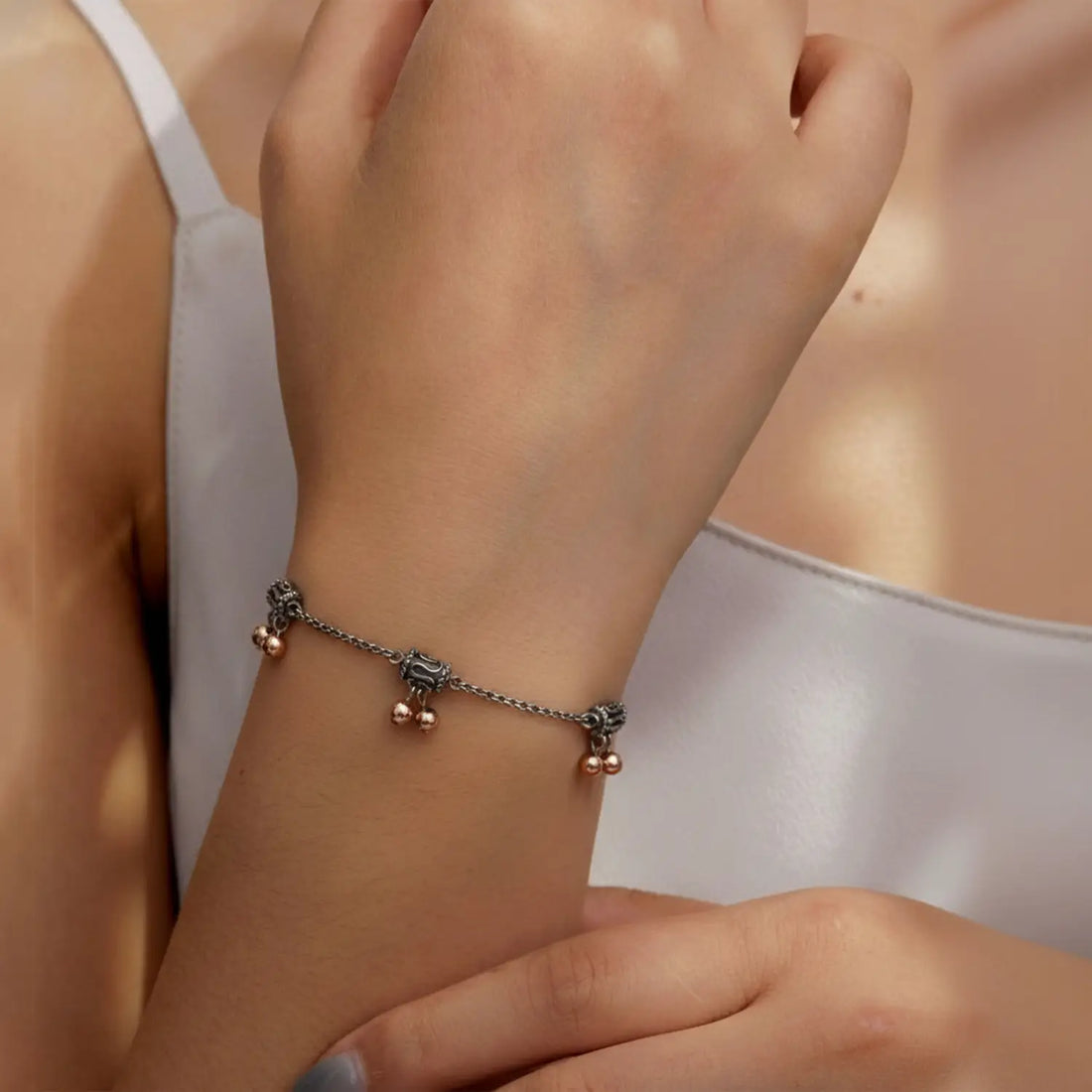 Oxidized Ghungroo Charm Pure Silver Bracelet - Made With Pure 925 Silver
