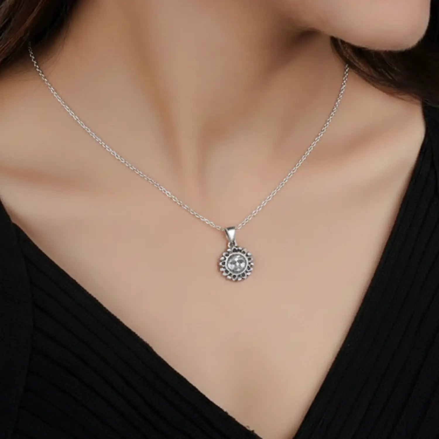 Divine Sterling Silver Sun Face Pendant - Made With 925 Pure Silver