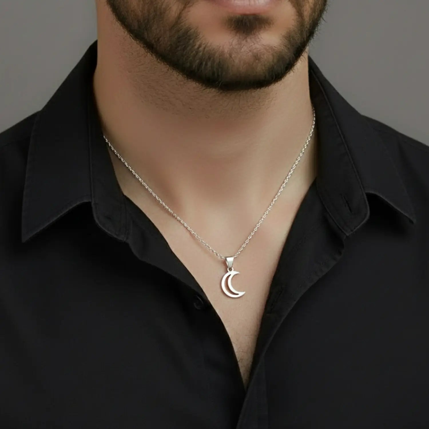 Elegant Crescent Design Pure Silver Pendant - Made With 925 Pure Silver