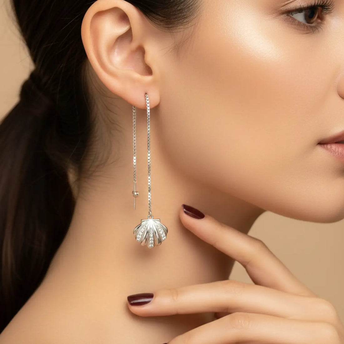 Elegant Shell Drop Pure Silver Earrings - Made With Pure 925 Silver