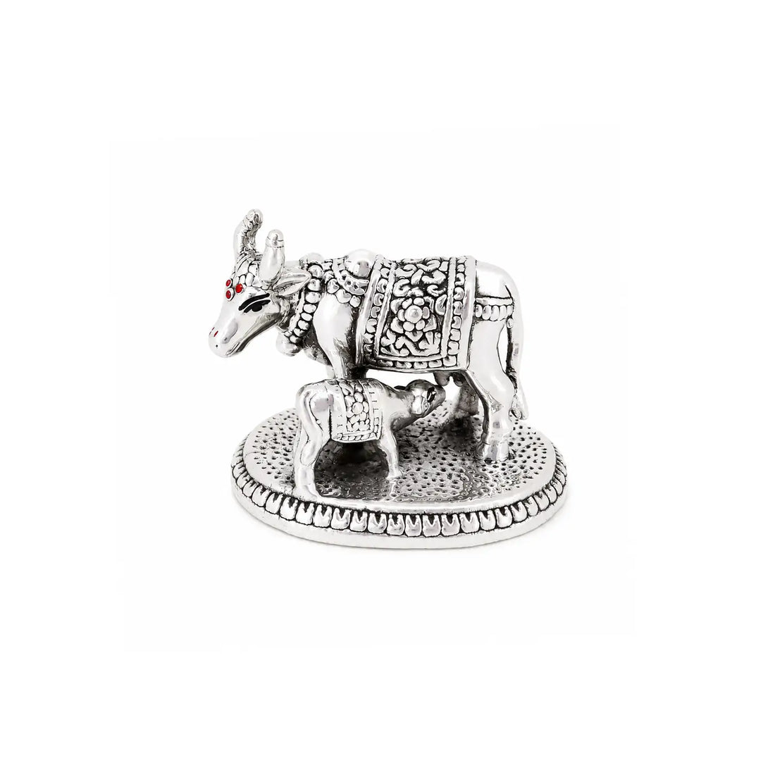 Kamdhenu Cow & Calf Silver Idol - Made With Pure 925 Silver