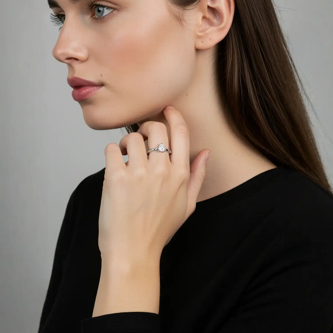 Pure Silver Teardrop Solitaire Ring - Made With Pure 925 Silver