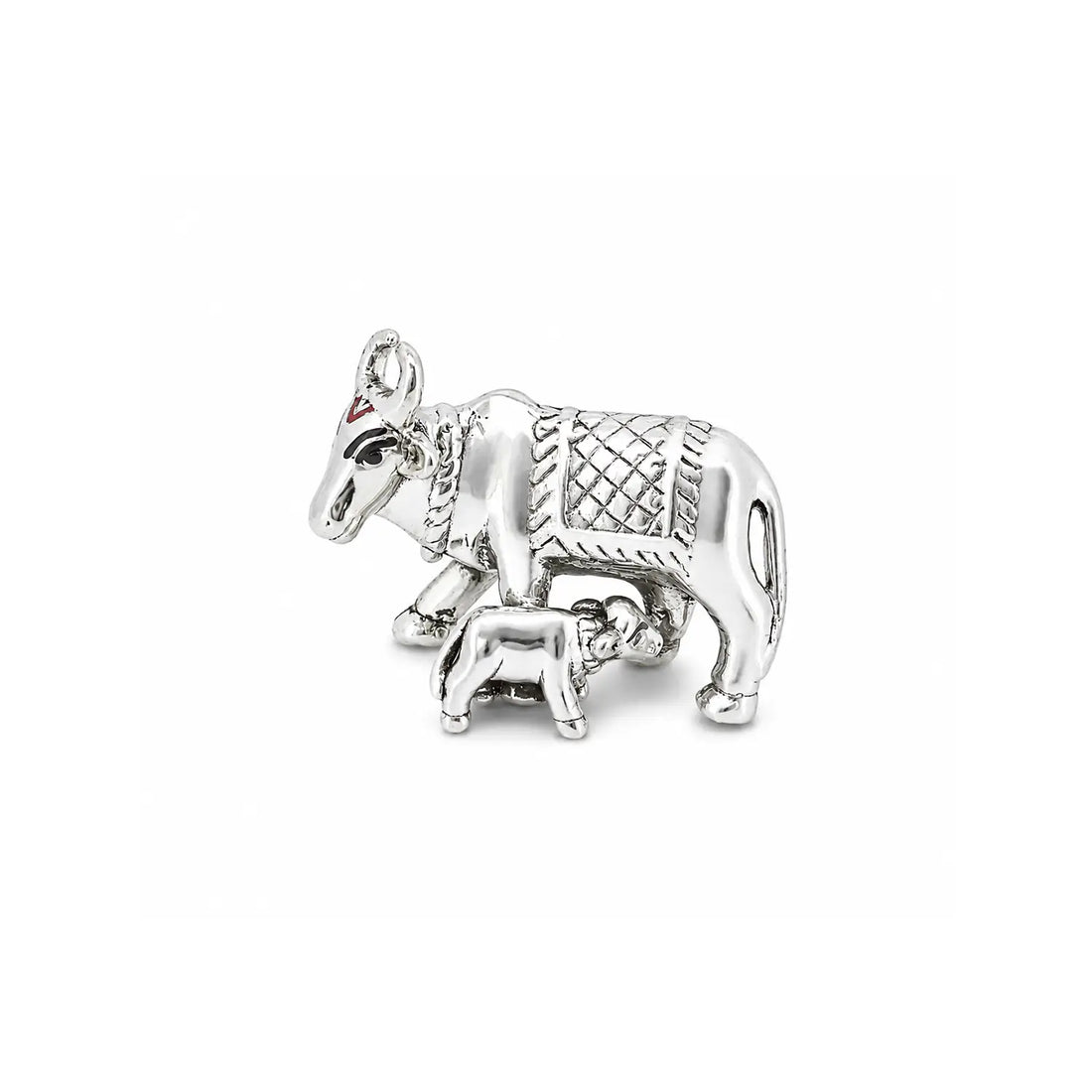 Kamdhenu Cow & Calf Silver Idol - Made With Pure 925 Silver