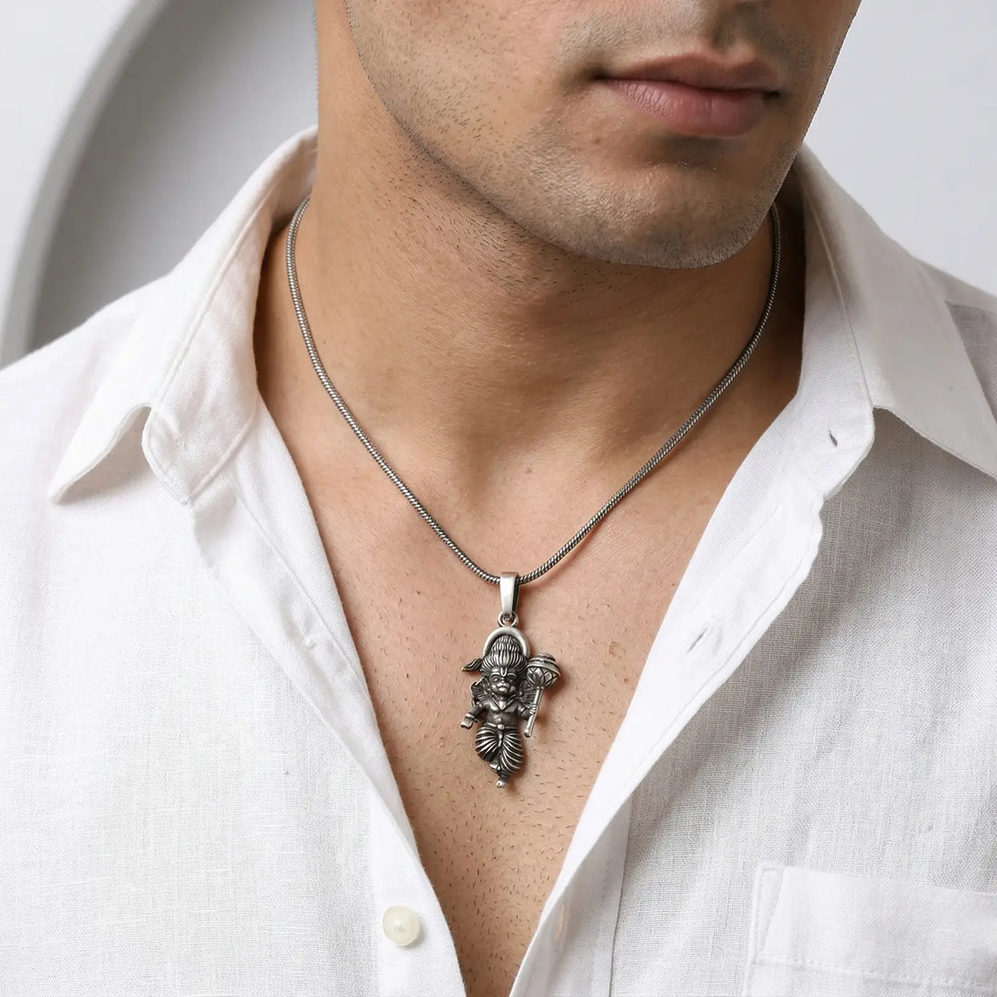 Divine Lord Hanuman Oxidised Pure Silver Pendant- Made With Pure 925 Silver