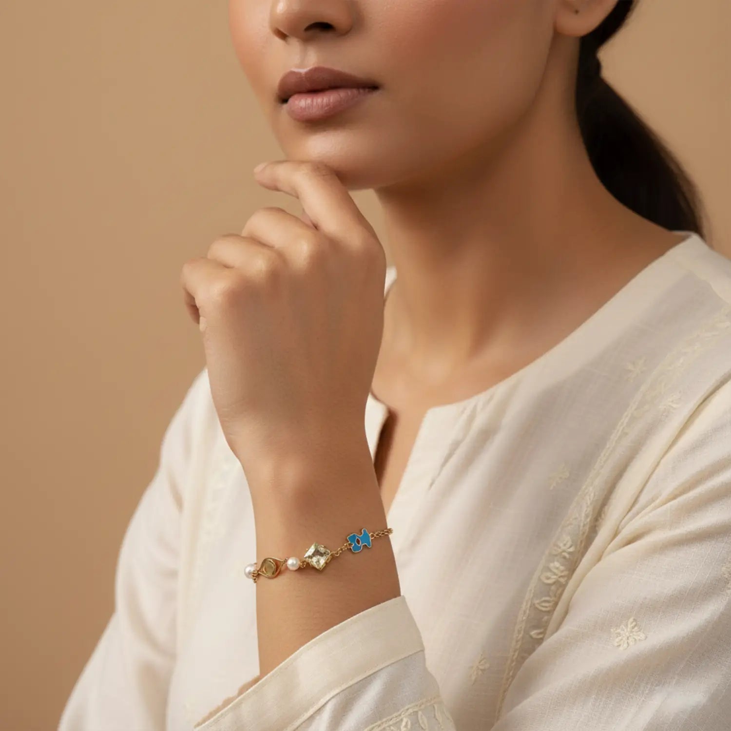 Gold-Plated Charm Sterling Silver Bracelet- Made With Pure 925 Silver