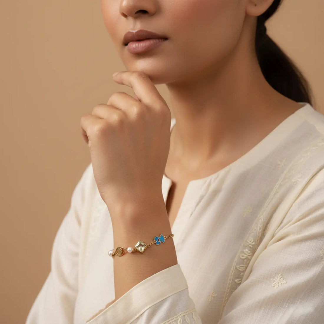Gold-Plated Charm Sterling Silver Bracelet- Made With Pure 925 Silver