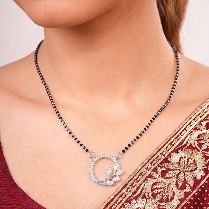 Elegant Floral Circle Mangalsutra - Made With Pure 925 Silver