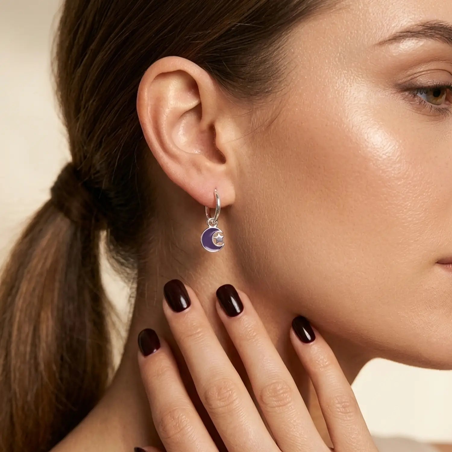 Celestial Moon & Star Silver Hoop Earrings - Made With Pure 925 Silver