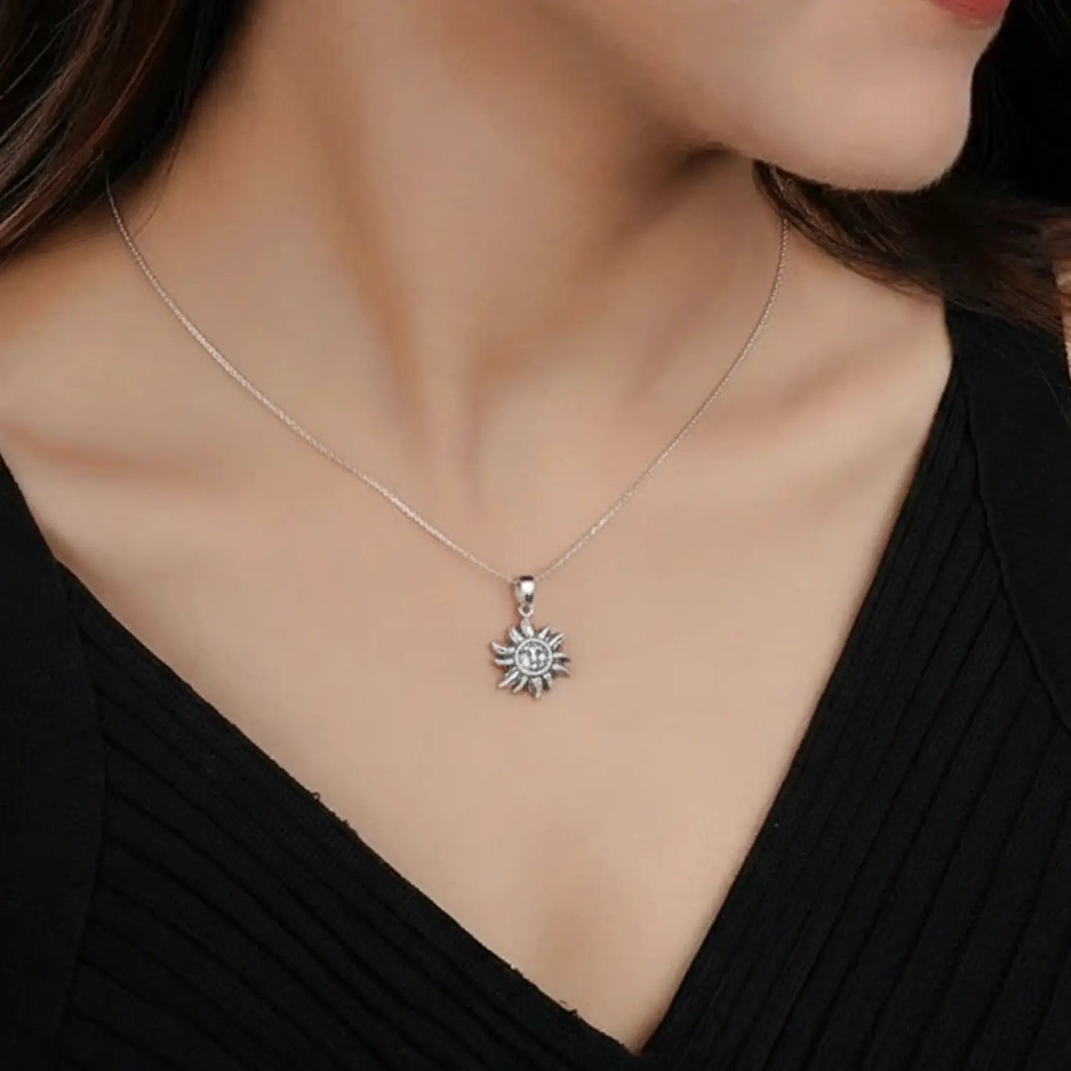 Divine Pure Silver Sun Face Pendant - Made With 925 Pure Silver