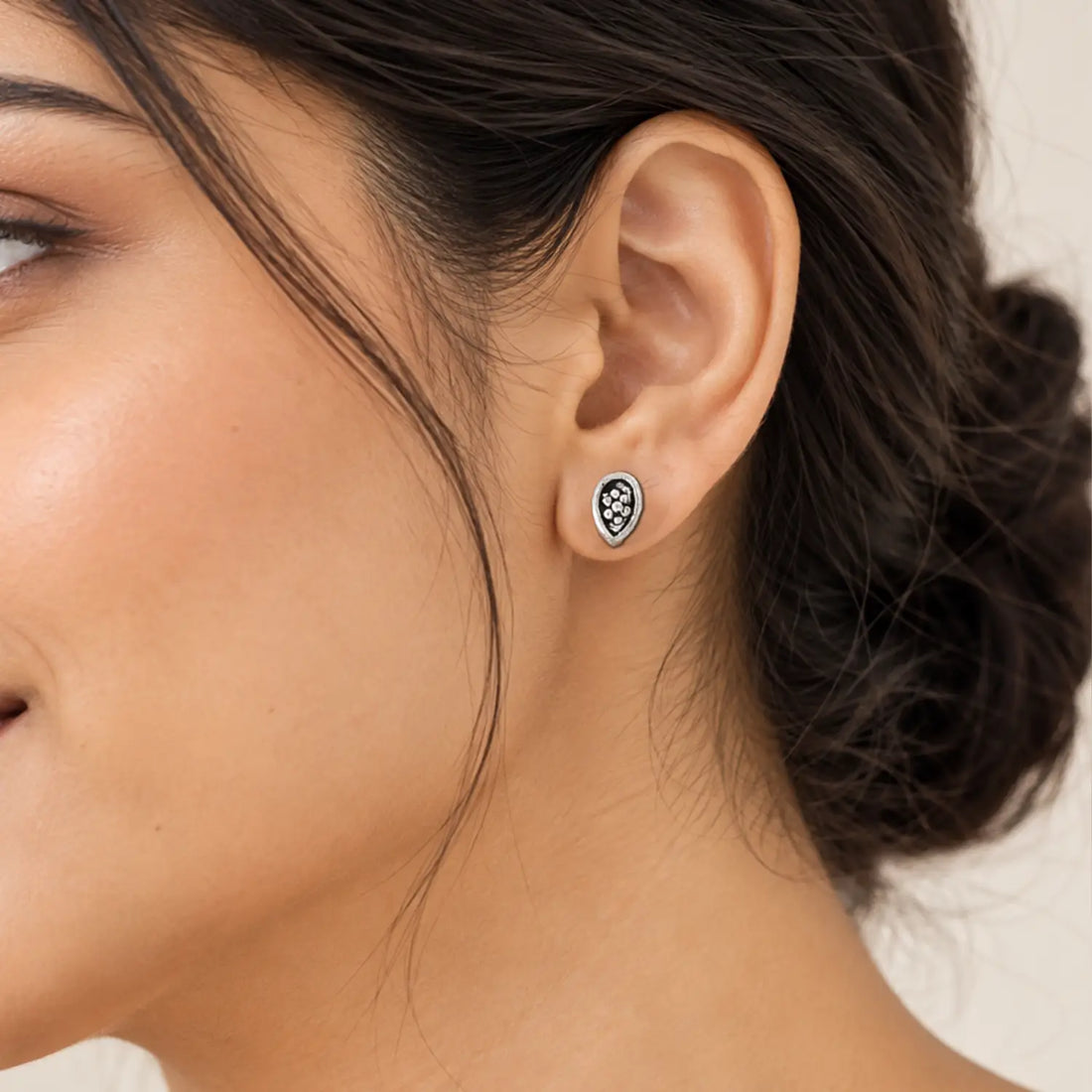 Vintage Teardrop Oxidised Silver Stud Earrings - Made With Pure 925 Silver