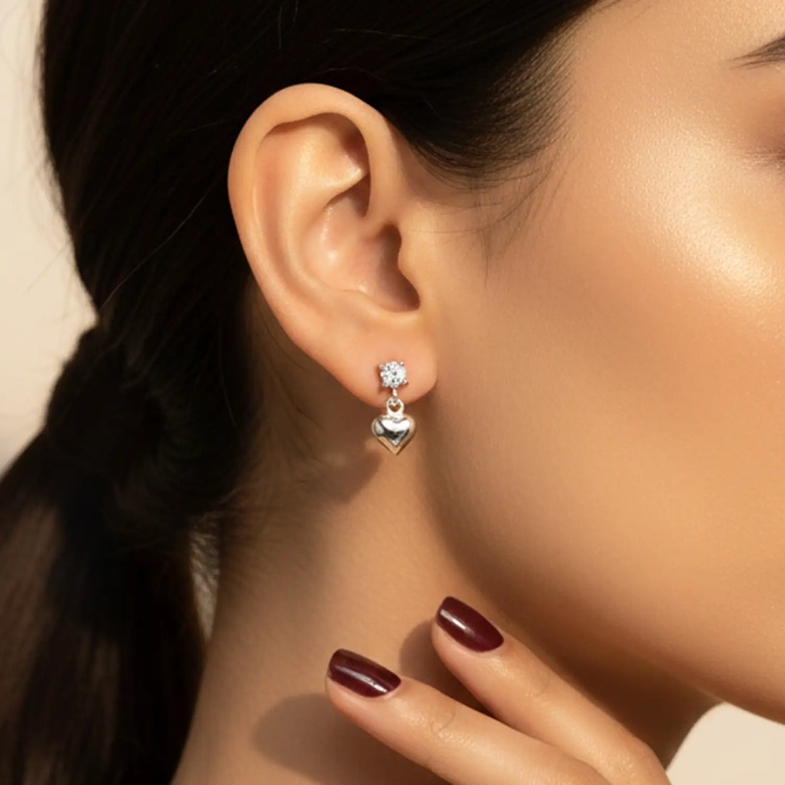 Elegant Heart Drop Pure Silver Earrings- Made With Pure 925 Silver