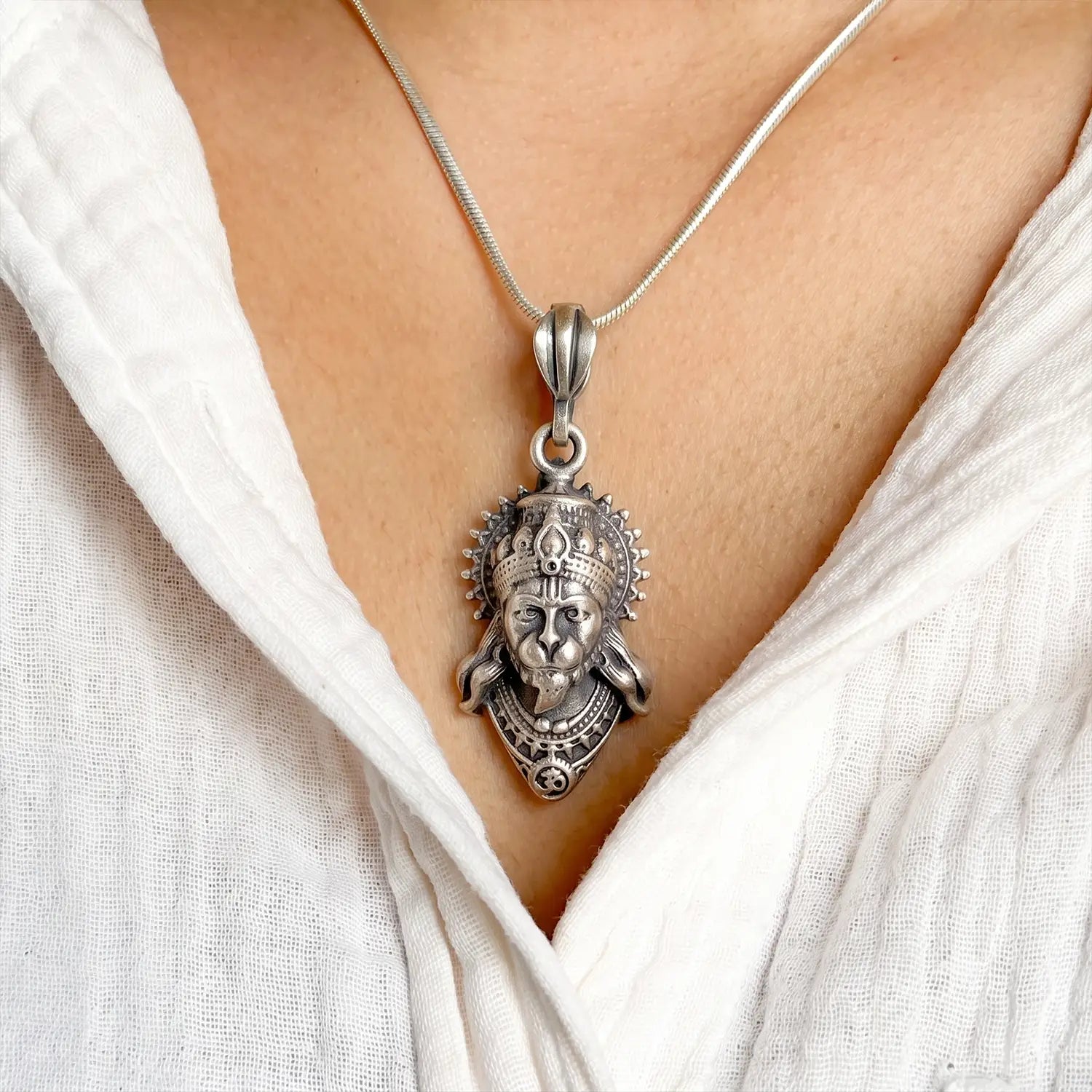 Lord Hanuman Divine Face Pendant - Made With Pure 925 Silver