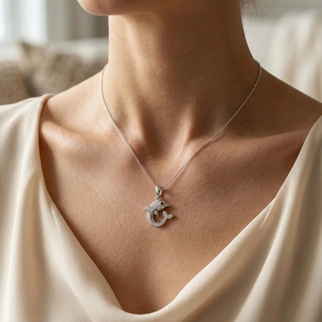 Charming Dolphin Design Pure Silver Pendant - Made With 925 Pure Silver