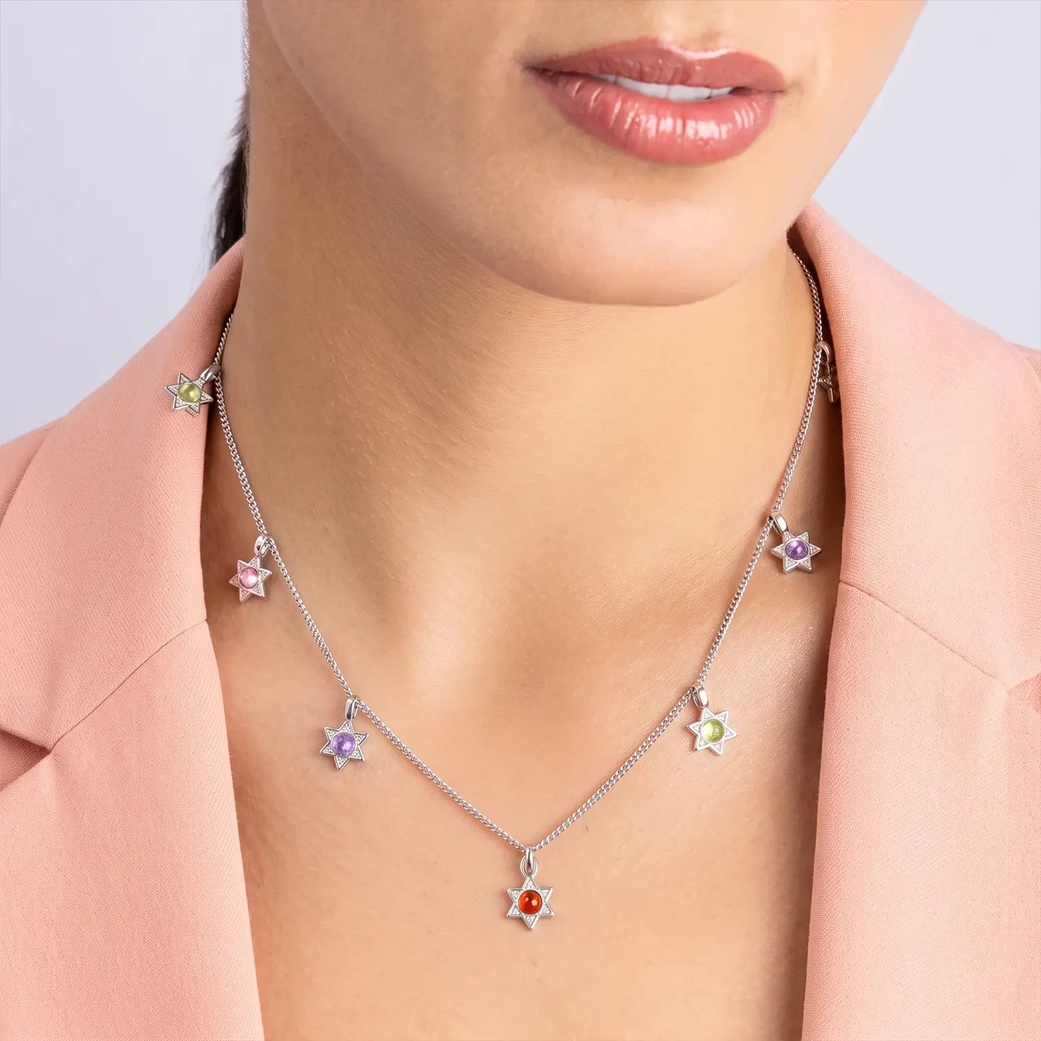 Multicolor Star Charm Chain - Made With Pure 925 Silver