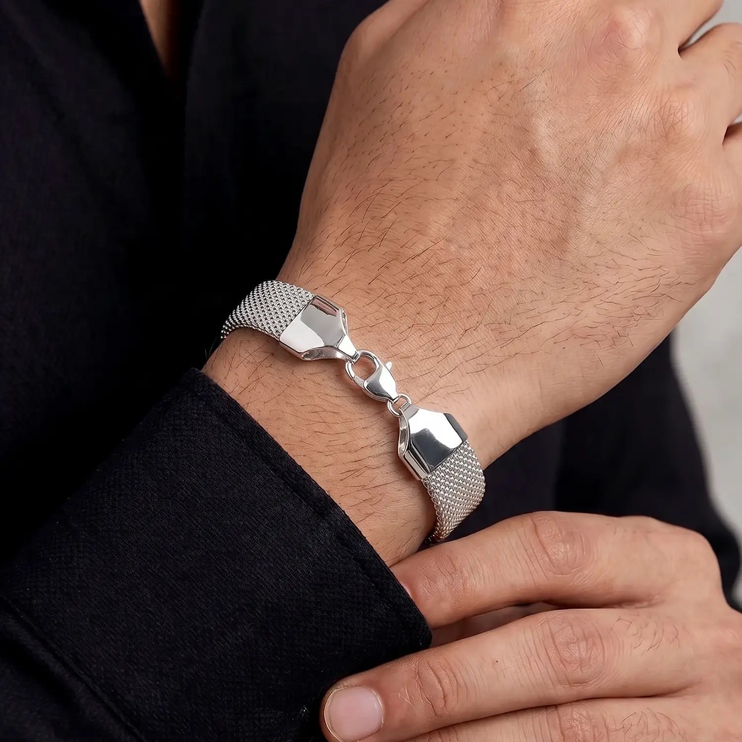 Men’s Mesh Bracelet – Premium Woven Design - Made With Pure 925 Silver