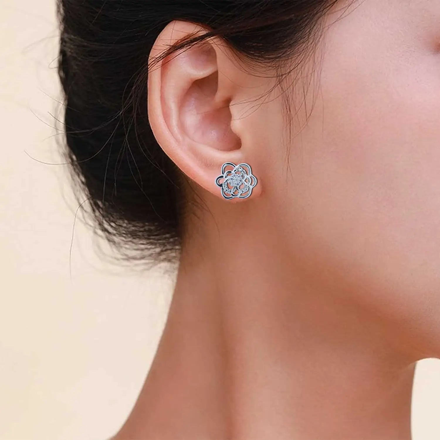 Silver Floral Statement Earring- Made With Pure 925 Silver