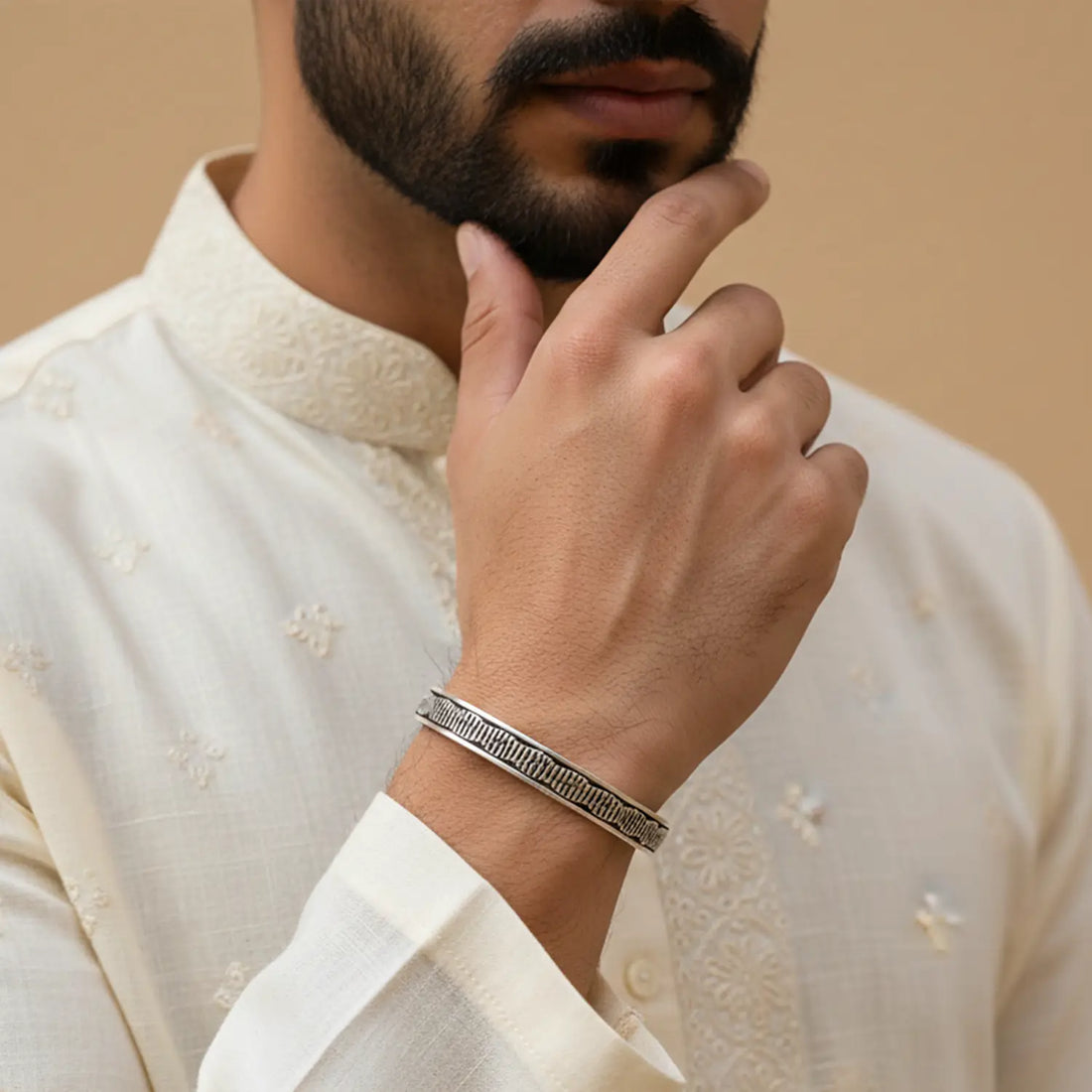 Minimal Textured Oxidised Silver Cuff Bracelet - Made With Pure 925 Silver