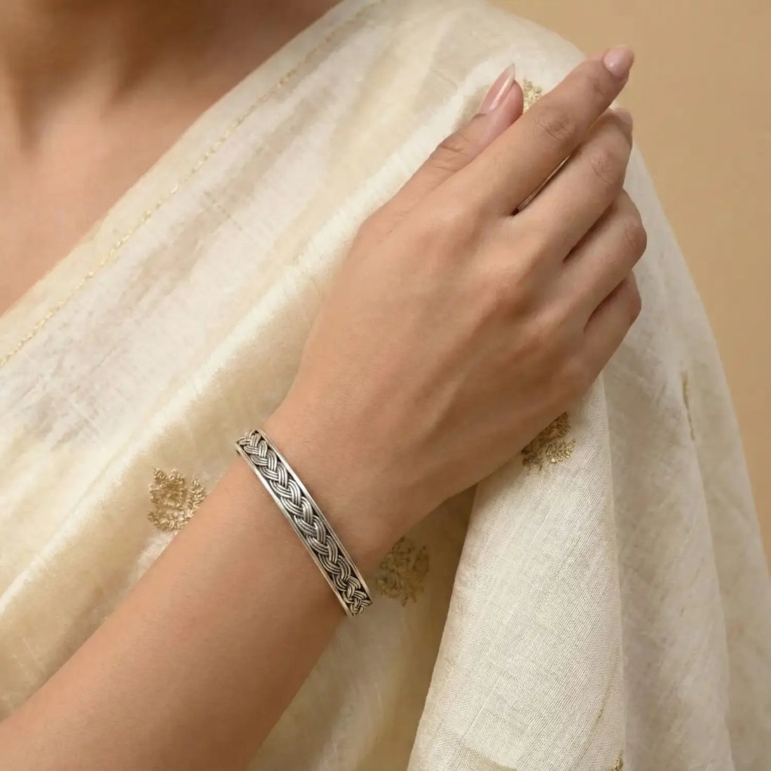 Classic Braided Oxidised Silver Cuff Bracelet - Made With Pure 925 Silver