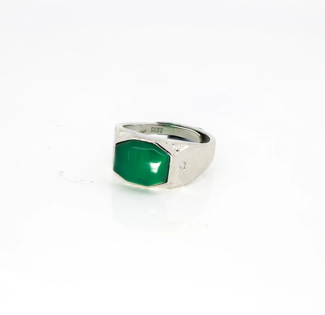 Pure Silver Green Onyx Ring-Made With Pure 925 Silver