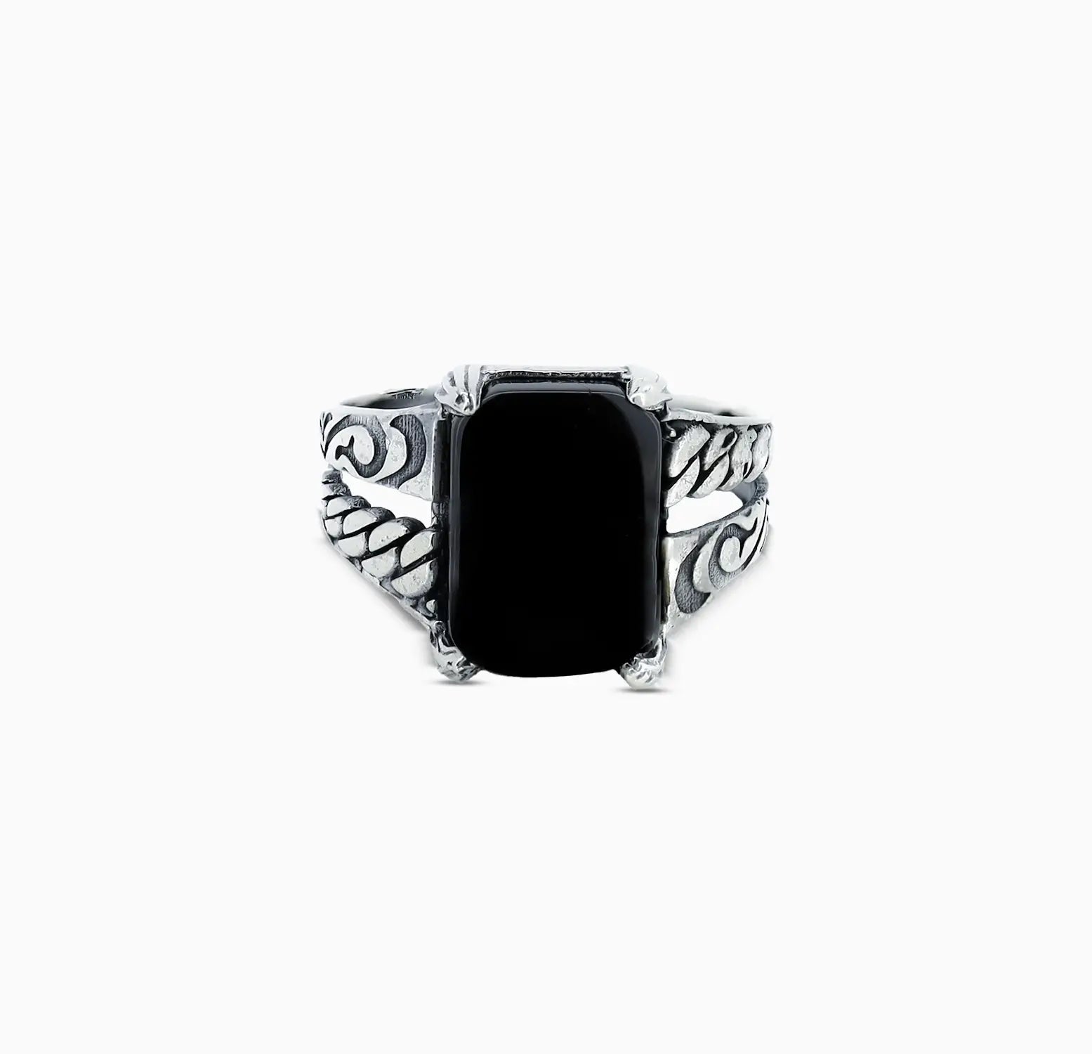 Black Gemstone Silver Ring -Made With Pure 925 Silver