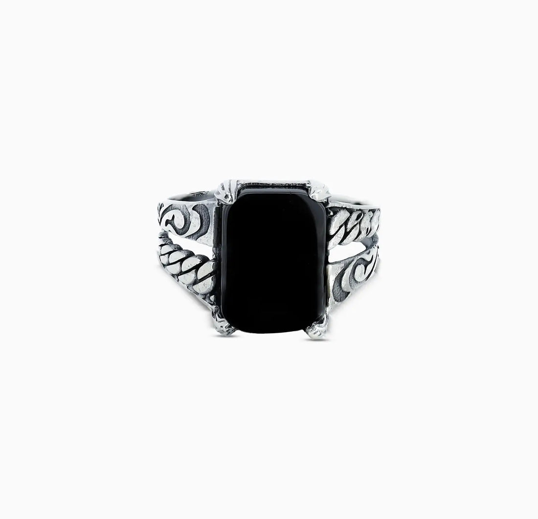 Black Gemstone Silver Ring -Made With Pure 925 Silver