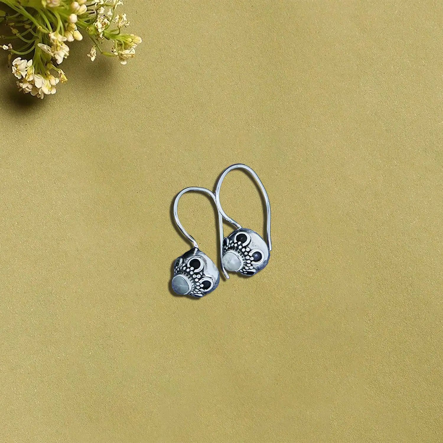 Antique Finish Pure Silver Drop Earrings  - Made With Pure 925 Silver