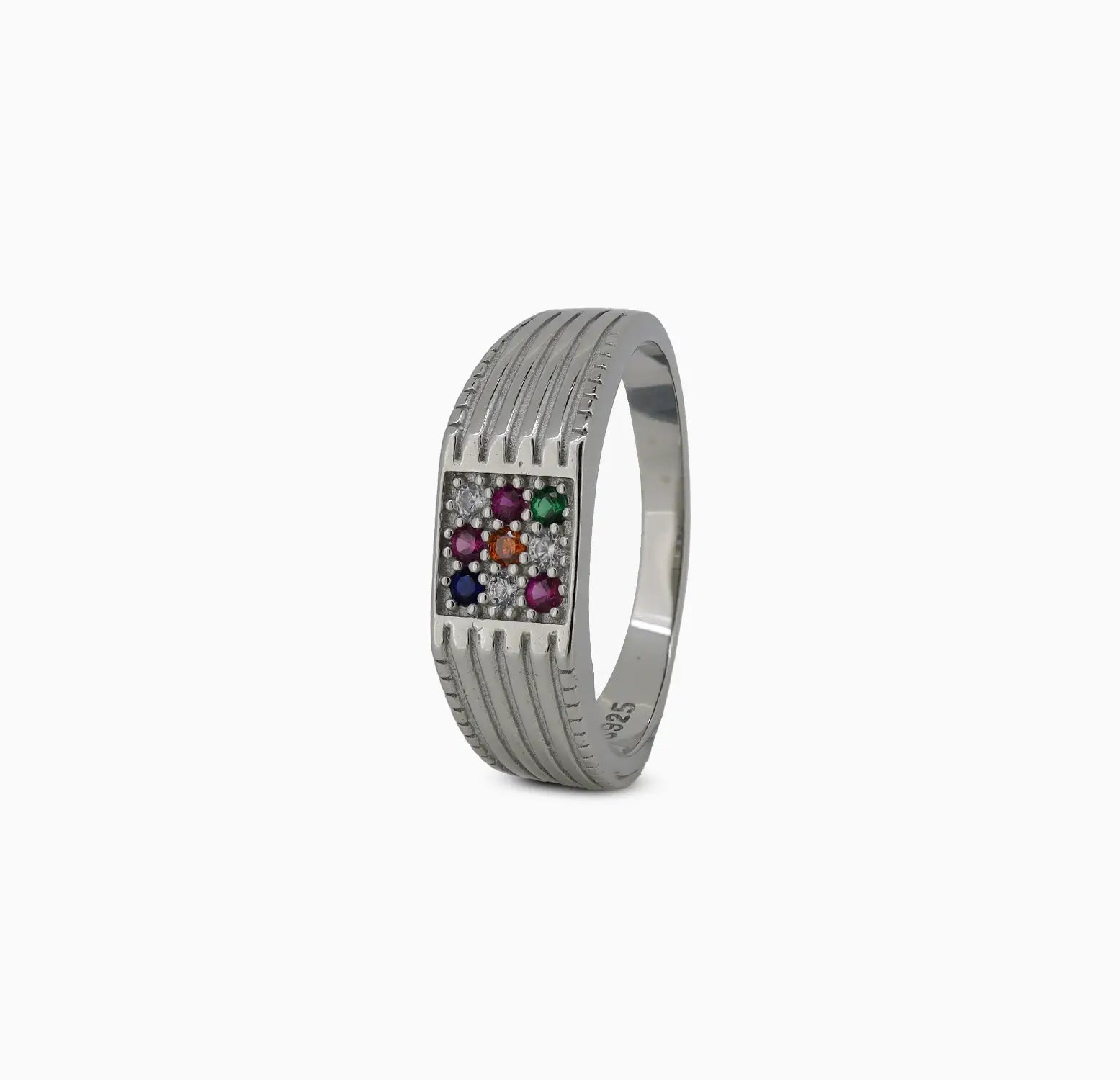 Navratna Pure Silver Ring - Made With Pure 925 Silver