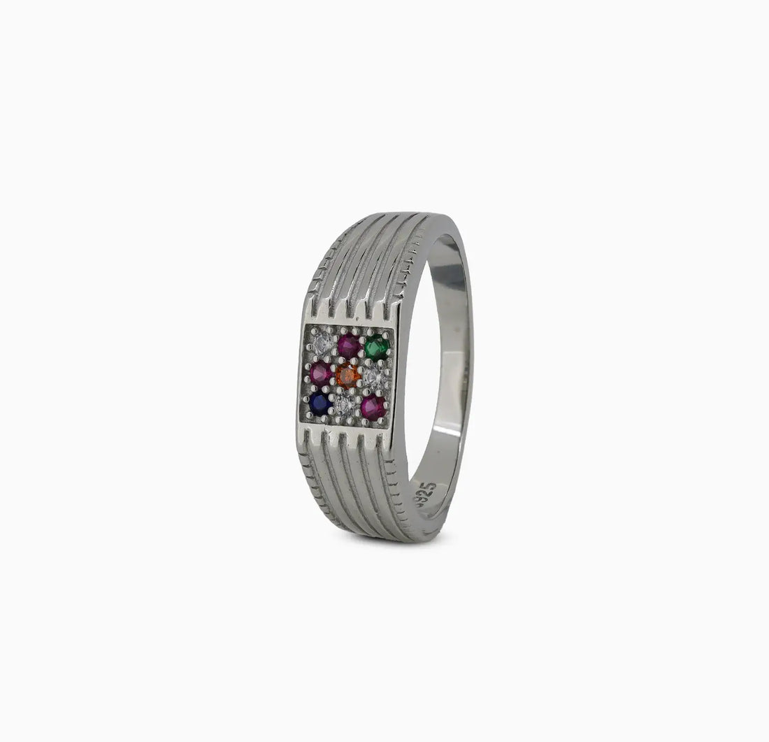 Navratna Pure Silver Ring - Made With Pure 925 Silver
