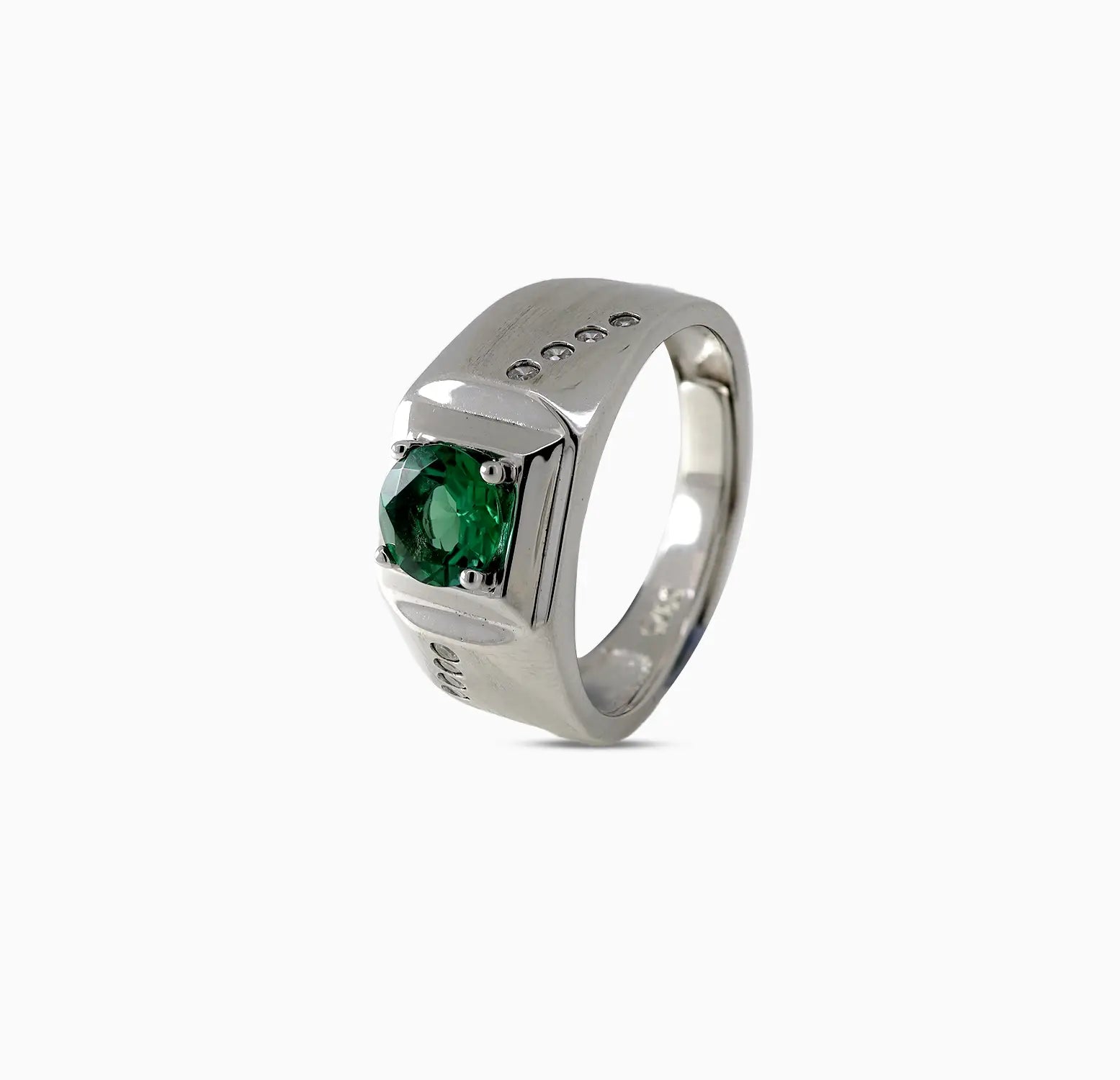 Pure Silver Green Stone Ring - Made With Pure 925 Silver
